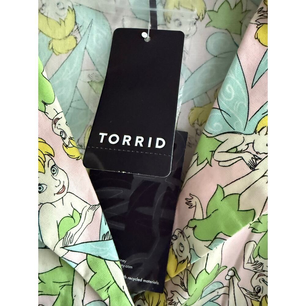 Torrid x Disney Tinkerbell Teal Belted Midi Whimsical Shirtdress NWT Sz 20 - Picture 5 of 6